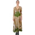 Beautiful Blue Eyed Bunny On Green Grass Button Up Boho Maxi Dress View1