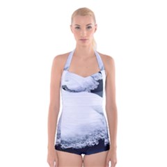 Ice, Snow And Moving Water Boyleg Halter Swimsuit  by Ucco