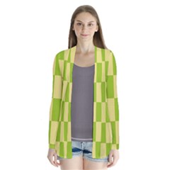 Green And Yellow (square Pattern) Drape Collar Cardigan by berwies