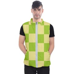 Green And Yellow (square Pattern) Men s Puffer Vest by berwies