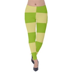 Green And Yellow (square Pattern) Velvet Leggings by berwies