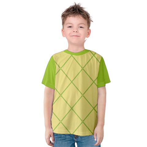 Cross Lines (green And Yellow) Kids  Cotton Tee by berwies