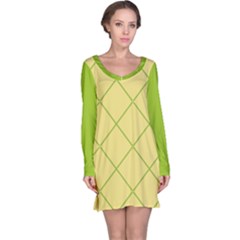 Cross Lines (green And Yellow) Long Sleeve Nightdress by berwies