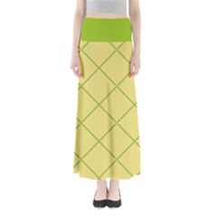 Cross Lines (green And Yellow) Full Length Maxi Skirt by berwies