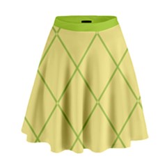 Cross Lines (green And Yellow) High Waist Skirt by berwies