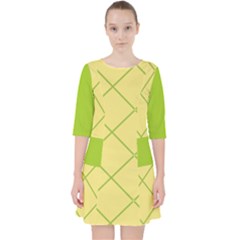 Cross Lines (green And Yellow) Pocket Dress