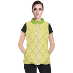 Cross Lines (green And Yellow) Women s Puffer Vest