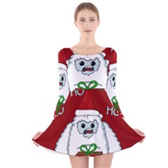 Yeti Xmas Long Sleeve Velvet Skater Dress by Valentinaart