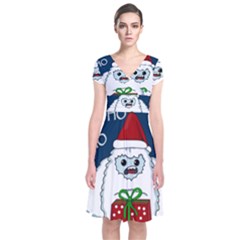 Yeti Xmas Short Sleeve Front Wrap Dress by Valentinaart