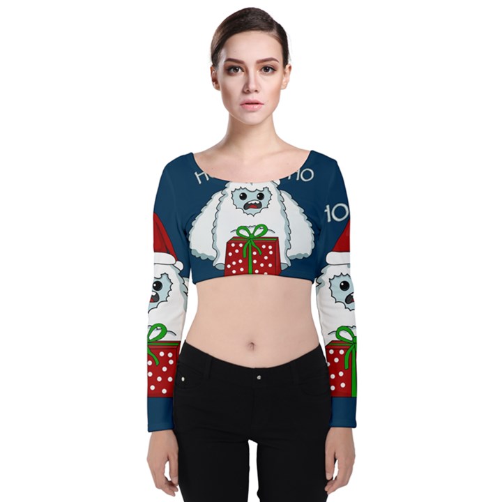 Yeti Xmas Velvet Long Sleeve Crop Top