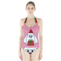 Yeti Xmas Halter Swimsuit by Valentinaart