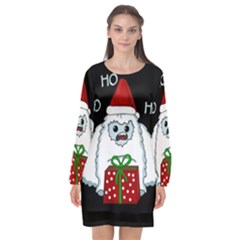 Yeti Xmas Long Sleeve Chiffon Shift Dress  by Valentinaart