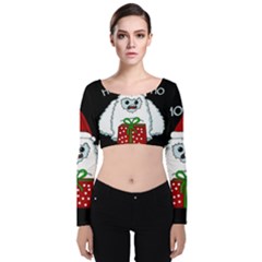 Yeti Xmas Velvet Long Sleeve Crop Top by Valentinaart