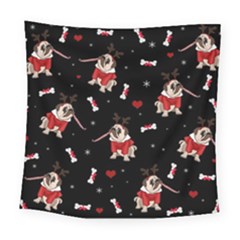 Pug Xmas Pattern Square Tapestry (large) by Valentinaart