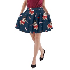 Pug Xmas Pattern A-line Pocket Skirt by Valentinaart