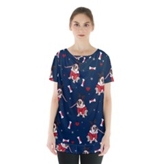 Pug Xmas Pattern Skirt Hem Sports Top by Valentinaart