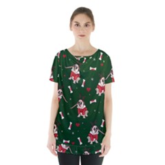 Pug Xmas Pattern Skirt Hem Sports Top by Valentinaart