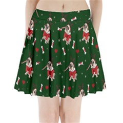 Pug Xmas Pattern Pleated Mini Skirt by Valentinaart