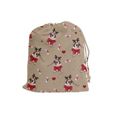 Pug Xmas Pattern Drawstring Pouches (Large) 