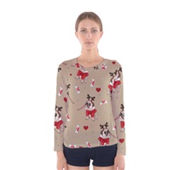 Pug Xmas Pattern Women s Long Sleeve Tee