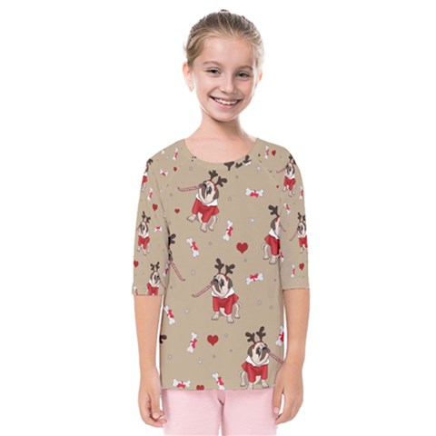 Pug Xmas Pattern Kids  Quarter Sleeve Raglan Tee by Valentinaart