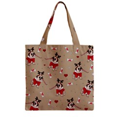 Pug Xmas Pattern Zipper Grocery Tote Bag