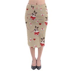 Pug Xmas Pattern Midi Pencil Skirt