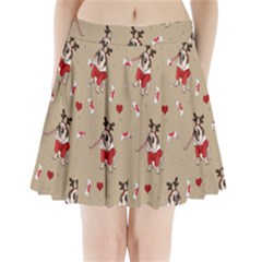 Pug Xmas Pattern Pleated Mini Skirt