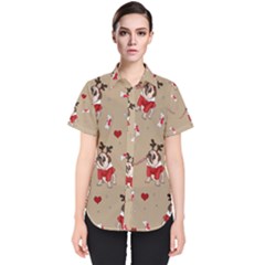 Pug Xmas Pattern Women s Short Sleeve Shirt