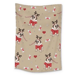 Pug Xmas Pattern Large Tapestry