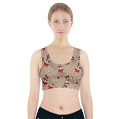 Pug Xmas Pattern Sports Bra With Pocket