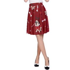 Pug Xmas Pattern A-line Skirt by Valentinaart