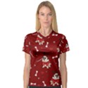 Pug Xmas Pattern V-Neck Sport Mesh Tee View1