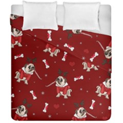 Pug Xmas Pattern Duvet Cover Double Side (california King Size) by Valentinaart