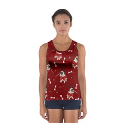 Pug Xmas Pattern Sport Tank Top  by Valentinaart