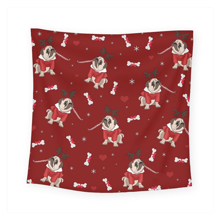 Pug Xmas Pattern Square Tapestry (Small)