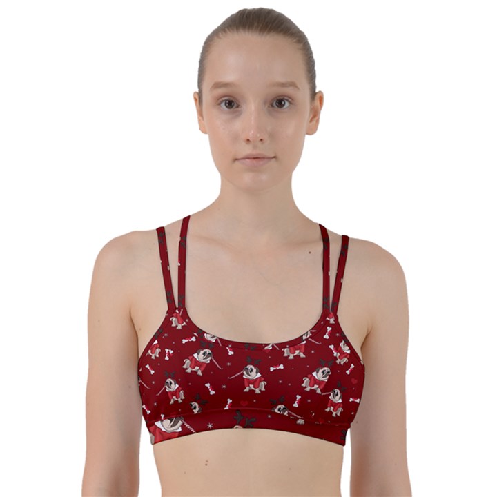 Pug Xmas Pattern Line Them Up Sports Bra