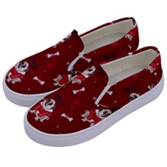 Pug Xmas Pattern Kids  Canvas Slip Ons by Valentinaart