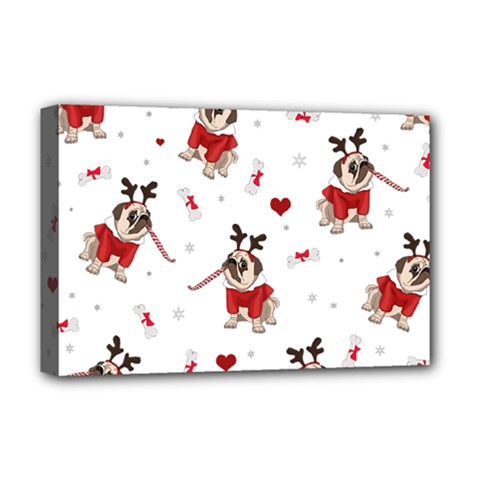 Pug Xmas Pattern Deluxe Canvas 18  X 12   by Valentinaart