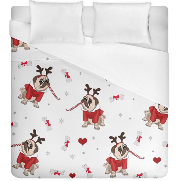 Pug Xmas Pattern Duvet Cover (King Size)