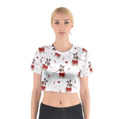 Pug Xmas Pattern Cotton Crop Top by Valentinaart