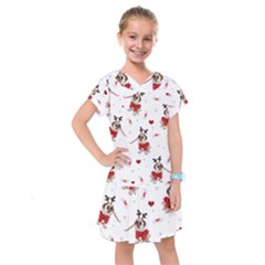 Pug Xmas Pattern Kids  Drop Waist Dress by Valentinaart