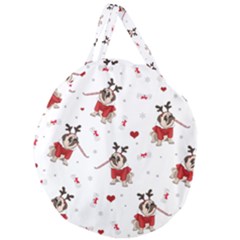 Pug Xmas Pattern Giant Round Zipper Tote