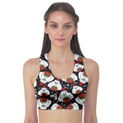 Yeti Xmas Pattern Sports Bra by Valentinaart