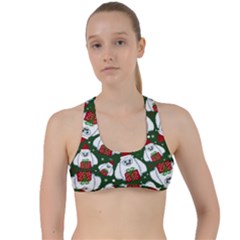 Yeti Xmas Pattern Criss Cross Racerback Sports Bra