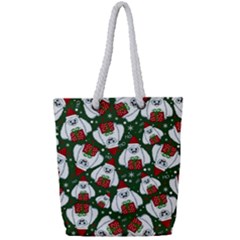 Yeti Xmas Pattern Full Print Rope Handle Bag (small) by Valentinaart