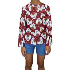 Yeti Xmas Pattern Kids  Long Sleeve Swimwear by Valentinaart