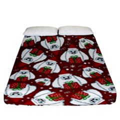 Yeti Xmas Pattern Fitted Sheet (california King Size) by Valentinaart