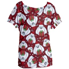 Yeti Xmas Pattern Women s Oversized Tee by Valentinaart