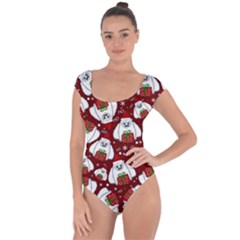 Yeti Xmas Pattern Short Sleeve Leotard  by Valentinaart